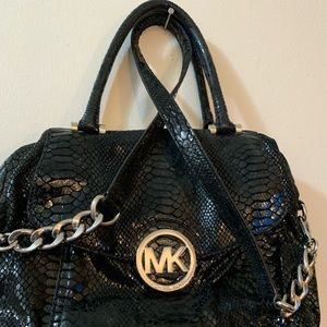 Michael Kors Leather Snake, Python Black Bag